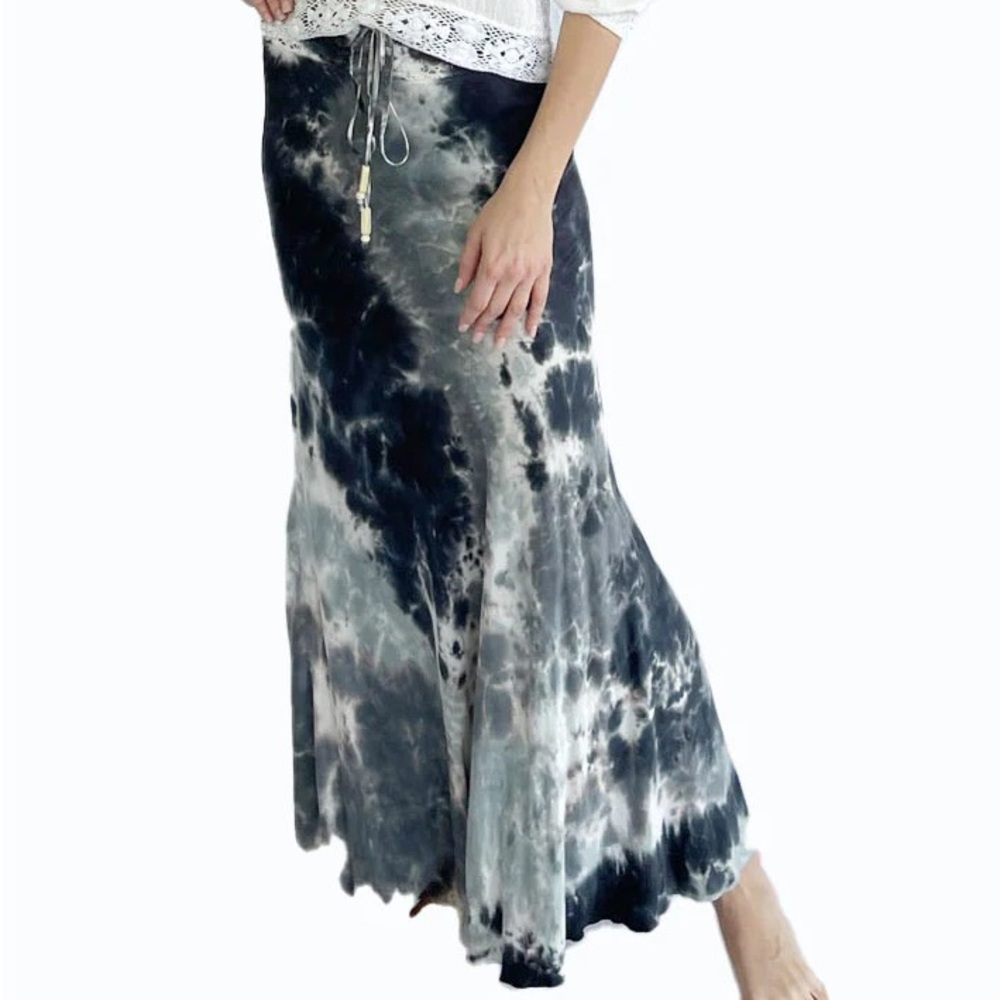 Michelle Jonas Blue Bias Skirt with Adjustable Lace Waistband